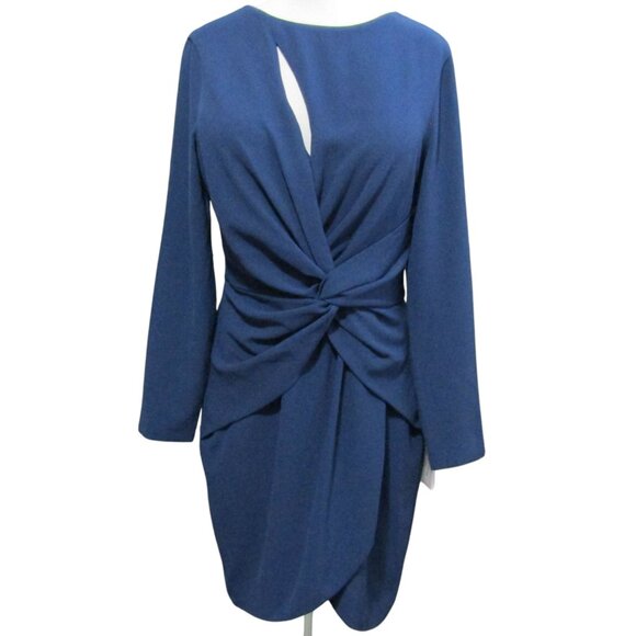 Dress The Population Coby Teal Blue Twist Front Cocktail Dress Womens Size L New - Picture 1 of 10